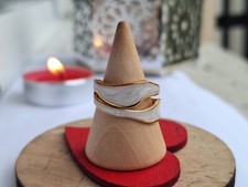 Bague Ouverte Doré en acier inoxydable design carré blanc nacré Ajustable cadeau