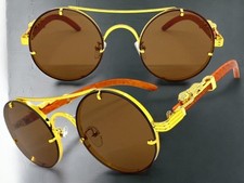 Lunettes De Soleil Ronde En Or