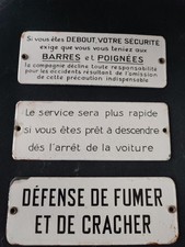 3 Plaques Émaillées Compagnie de Train Et DÉFENSE DE CRACHER/FUMER 
