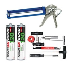 LOT PARE BRISE: DECOUPE JOINT, COLLE, PISTOLET A COLLE ROTATIF