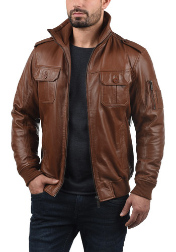 Blouson cuir bombardier - , marron