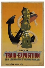 TRAIN EXPOSITION MARITIME COLONIALE - POSTER HQ 50x70cm d'une AFFICHE VINTAGE