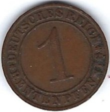 Pièce 1 Pfennig 1923 – République de Weimar – Allemagne – REF 5278 – Historique