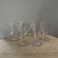 Lot De 6 Verres À Pied À Vin 10 Cl En Verre Ciselé Verrerie Boussu Belgium