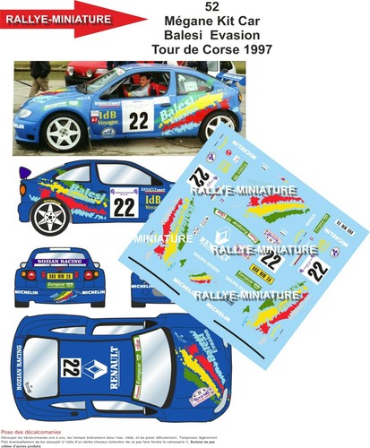 Decals ref 0052 renault - 1/43,