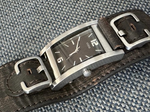 Guess watch with leather - leather, band