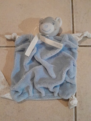 Doudou plat ours - bleu, plume