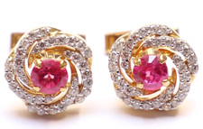 1.40ct Naturel Diamant 14K Bis Poinçonnée or Jaune Rubis Homme Boutons Manchette