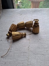 5 ANCIENS GLANDS EN BRONZE   LESTS D’EMBOUTS POUR CORDONS DE RIDEAUX OU TENTURE