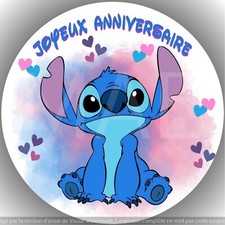 Stitch. Décoration de gâteau comestible, Azyme, disque diamètre 20cm.