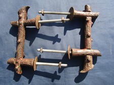 2 grosses poignées longueur 26,5 cm ancienne fonte décor faux-bois Porte entrée