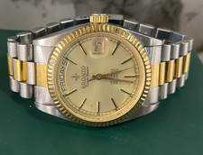 Montre Homme Vintage Pronto President Automatic Day-Date Gold Dial 2 Tone Rare