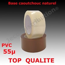 Rouleau ruban adhésif emballage PVC Haute Qualité 55µ Havane ou transparent 66M