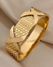 Bracelet Femme Doré Or Jaune Bijoux Jonc Croisés En Acier Inoxydable +Cadeau