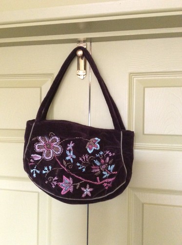 Sac marron brodé fait - , main