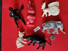 (25) jouet ancien bazar lot de 6 animaux  figurine vintage années 70's d'origine