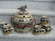 SERVICE à PUNCH CERAMIQUE Décor  GIBIER SAUVAGE