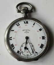 Montre Gousset Chronomètre Argent Massif Art Déco 50mm Fonctionne Pocket Watch 