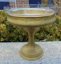 ANCIENNE COUPE A FRUITS  CENTRE DE TABLE MÉTAL DORÉ ET VERRE TAILLÉ 