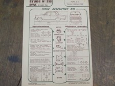 Fiche technique RTA,Ford