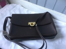 SAC POURCHET cuir brun  cuir noir  . ( A/GO) D