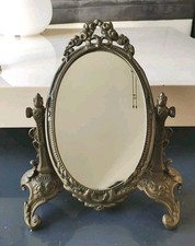 Miroir Table Coiffeuse, Style Empire/Louis XVI, En Laiton Antique. Dim 30x24 cm