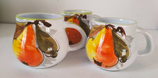 Trio mugs vintage en faïence italienne peints à la main – motif poires