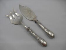 Couvert de service à poisson, Argent Minerve, gravure de pêcheur