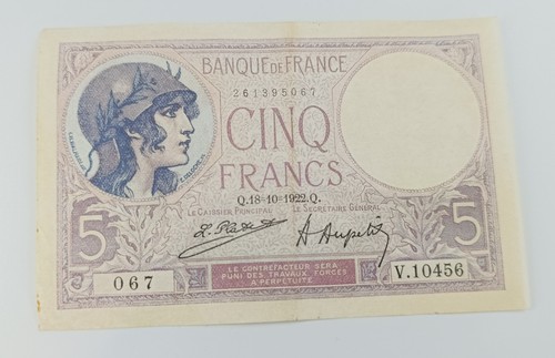 Billet francs 1922 banque de - billet,