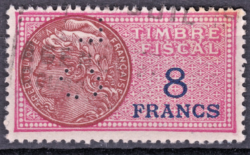 Timbre france fiscal francs - 8,