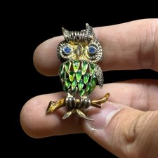 Superbe Broche En Argent Massif Vermeil & Émaux Polychromes & Vers 1900 