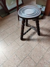 Tabouret En Bois Tripode Année 1950 Pied Torsadé