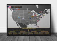 NHL Map Poster - USA Ice Hockey Teams Cartography (30X40cm & 50X70cm)