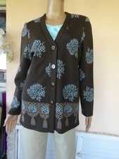 VESTE GILET HABILLE MARRON & BLEU CIEL DE MARQUE* MARCELLE GRIFFON* T 40/42 