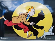 Plaque émaillée TINTIN et Milou Enamel Sign No Spirou Blake Mortimer Lucky Luke