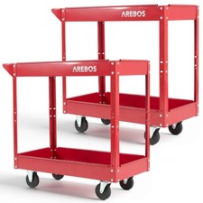 AREBOS 2x Chariot d'atelier Chariot montage Chariot multifonctionnel 2 étagères