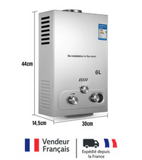 Chauffe Eau Gaz Instantané 6L par minute Camping Car Caravane Douche Extérieur