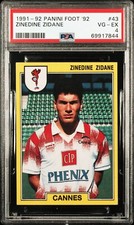 43 ZINEDINE ZIDANE CANNES PANINI FOOT 92 1991 STICKERS FOOTBALL FRANCE PSA 4 EX