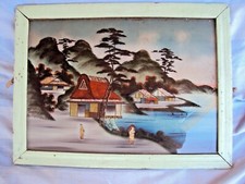 ancien tableau asiatique fixé