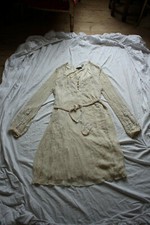 Robe ANCIENNE BATIK crème 100% soie perles FR 38 UK 10 12 flapper années 1920 vintage