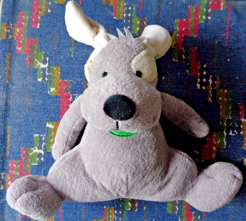 Doudou peluche chien gris - peluche,