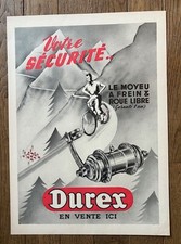 affiche velo votre sécurité  le moyeu à frein et roue libre DUREX ( bicylette )