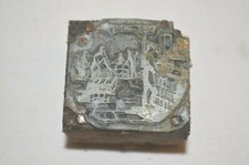 Ancien Tampon sur Support Bois matrice imprimerie