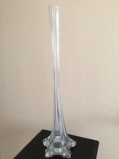 ANCIEN GRAND  VASE SOLIFLORE EN VERRE SOUFFLE  A 5 PANS DE 44.5 CM DE HAUTEUR