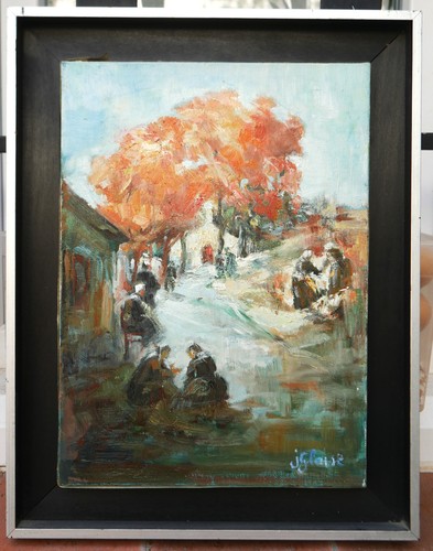 Tableau signé glaise village - glaise:,