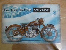 Plaque métal vintage Royal Enfield 500 Bullet 19,5 cm x 29 cm