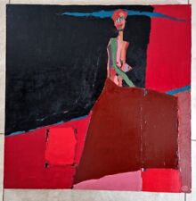 Emma de Lafforest Huile sur toile Tableau peinture Carré rouge oeuvre cote art