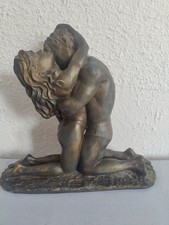 Statuette Couple Étreinte Amoureuse Signé D'ador Mod. Pat En Plâtre Ou Résine