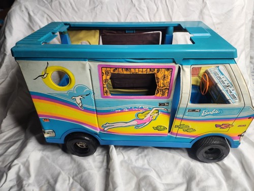 Vintage barbie beach - beach, bus