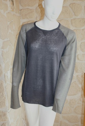 Pull gris col rond - , neuf